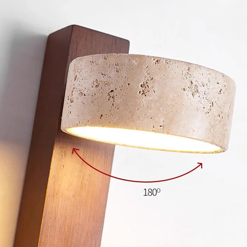 Rotatable Wooden Wall Lamp with Pull Switch