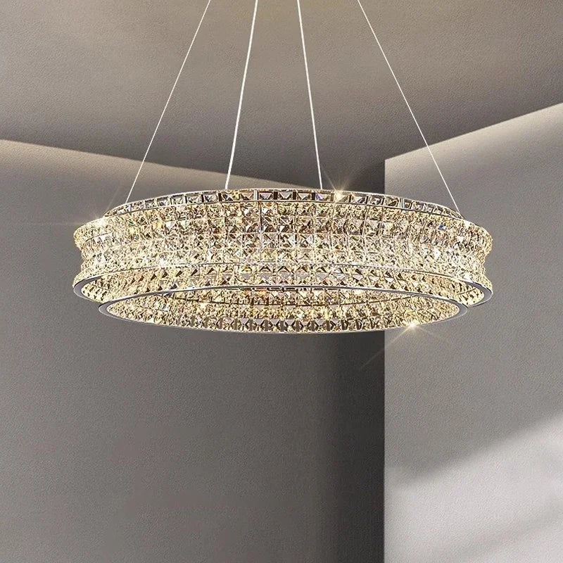 Round Luxury Crystal LED Ceiling Light Chandeliers