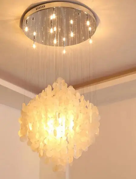 Round Glass Seashell Chandeliers