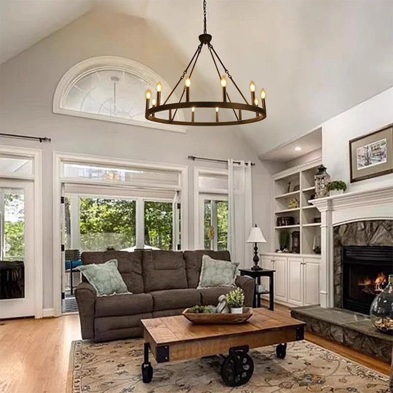 Round Iron Chandelier Living Room