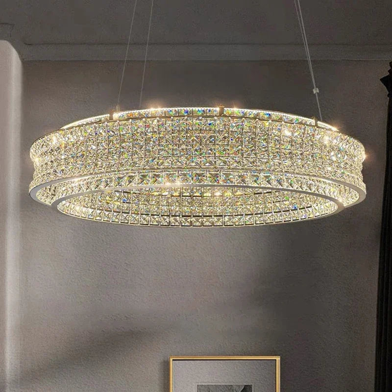 Round Luxury Crystal Ceiling Light Chandeliers