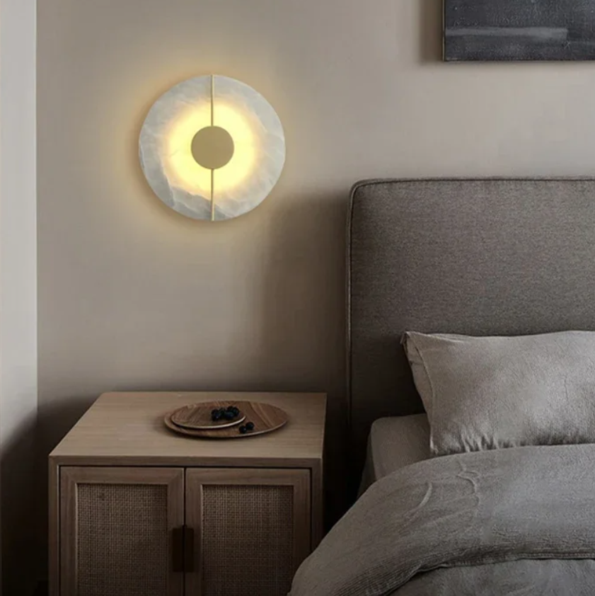 Round Marble Bedroom Wall Light Sconce