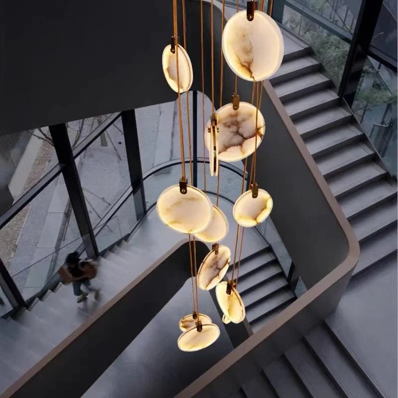 Marble Ceiling Light Chandelier Staircase