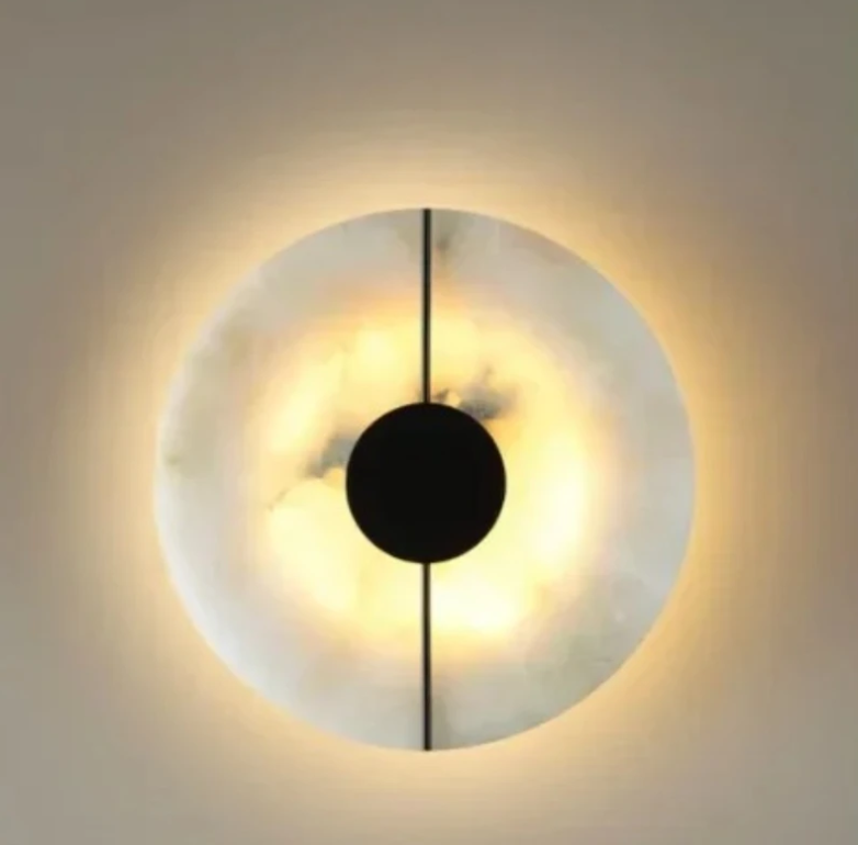 Round Marble Wall Light Black