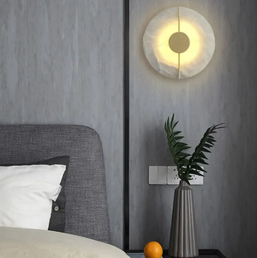 Round Marble Wall Sconce For Bedroom