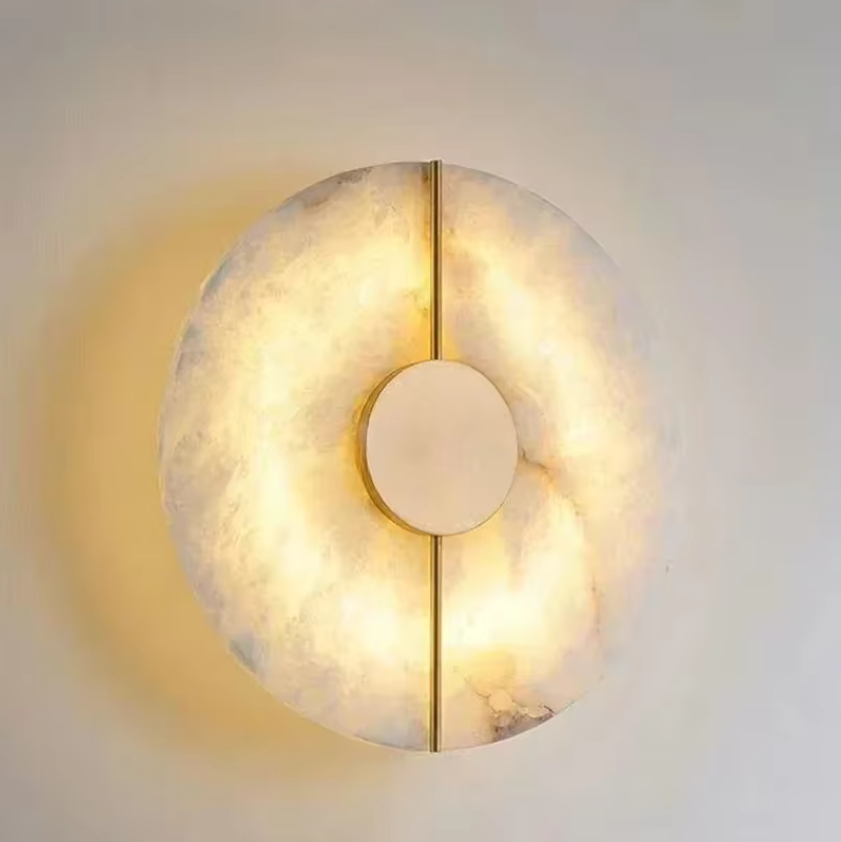 Round Marble Wall Sconce Gold
