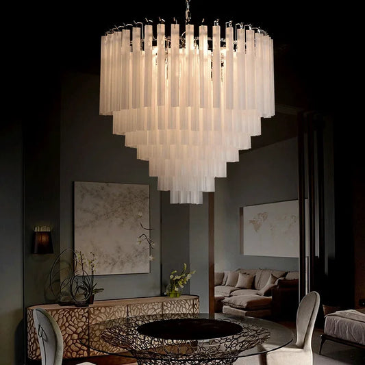 Round Murano Frosted Glass Chandelier