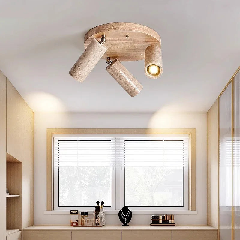 Round Wooden Ceiling Lights With Spotlight