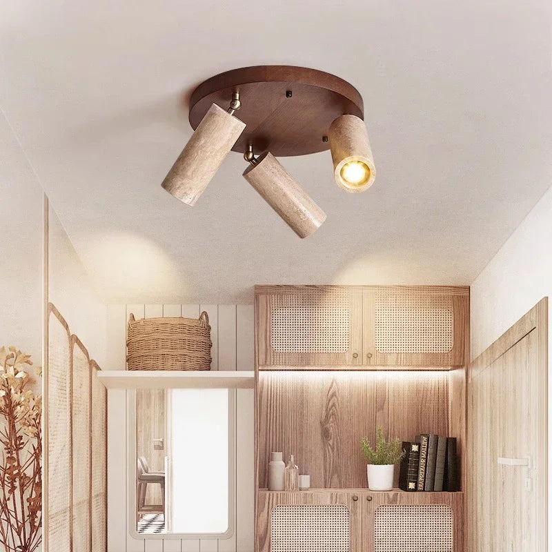Round Wooden Ceiling Lights With Spotlights