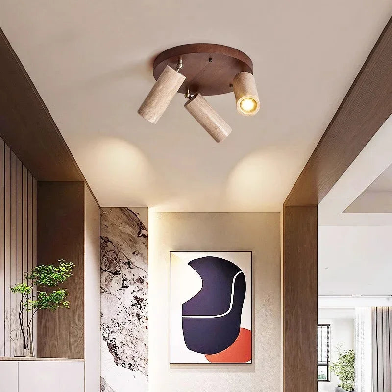 Round Wooden Ceiling Lights With Spotlights For Bedroom Or Kitchen