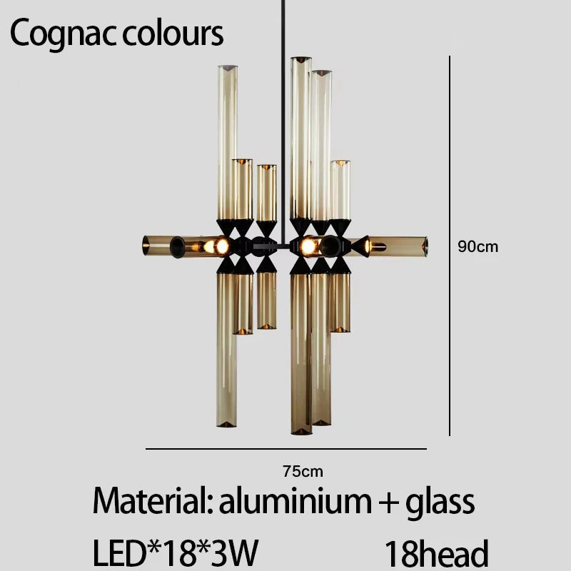Designer Glass Tube Chandelier Modern Living Room LED Pendant Lamp