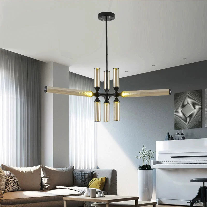 Designer Glass Tube Chandelier Modern Living Room LED Pendant Lamp
