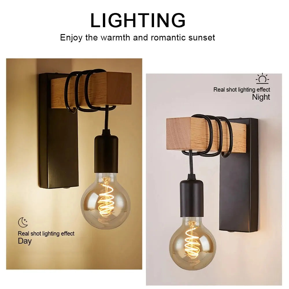 Retro Wood LED Wall Lamp