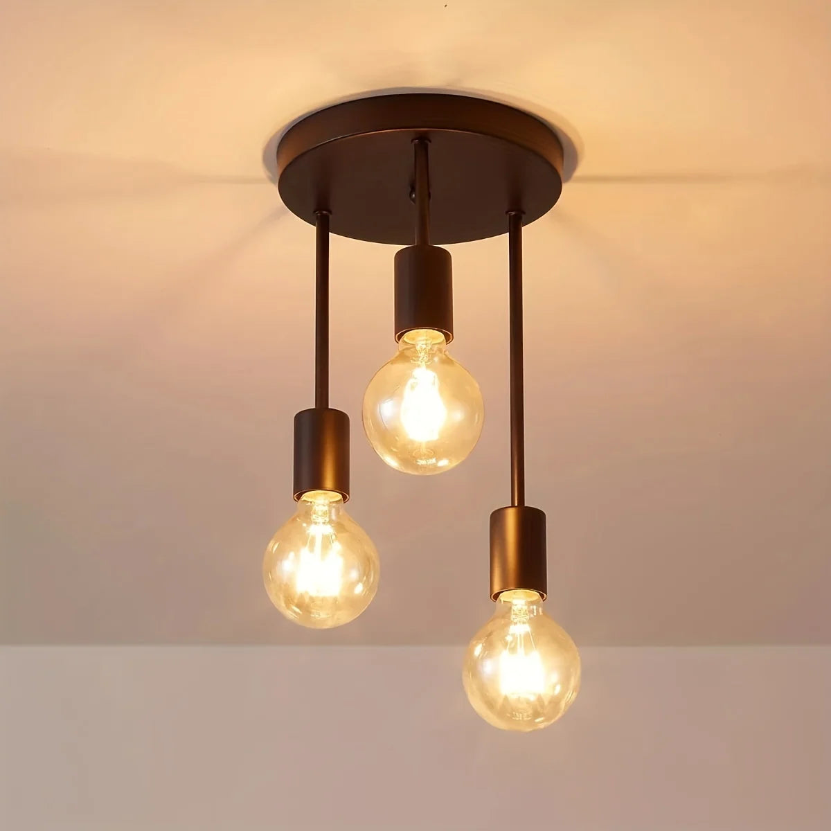 Industrial Ceiling Light Black 3 Way Pendant