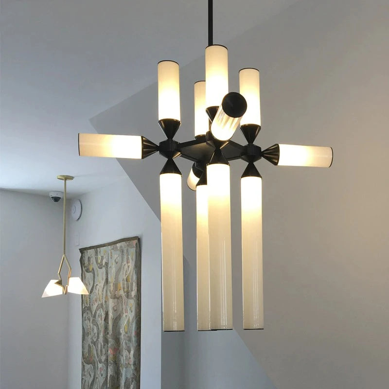 Designer Glass Tube Chandelier Modern Living Room LED Pendant Lamp