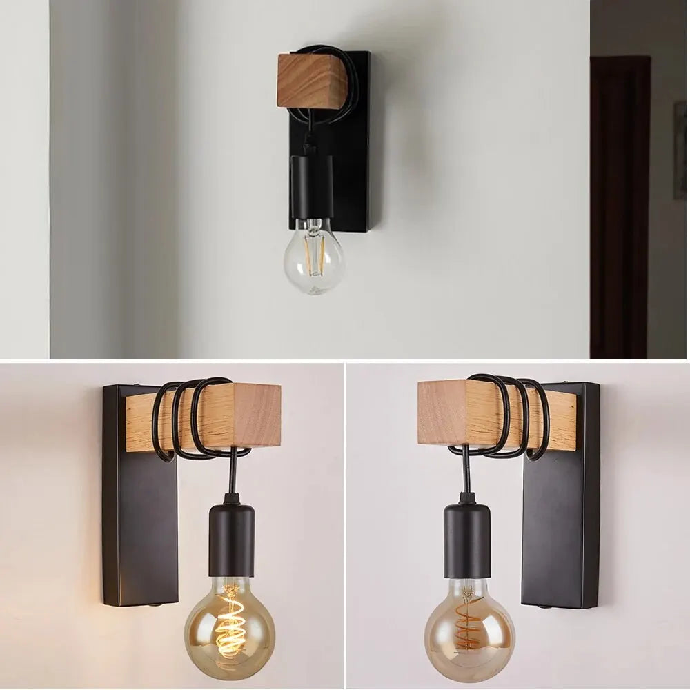 Retro Wood LED Wall Lamp