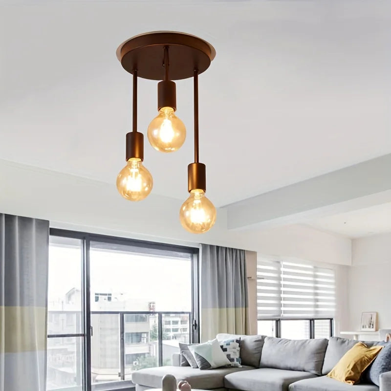 Industrial Ceiling Light Black 3 Way Pendant