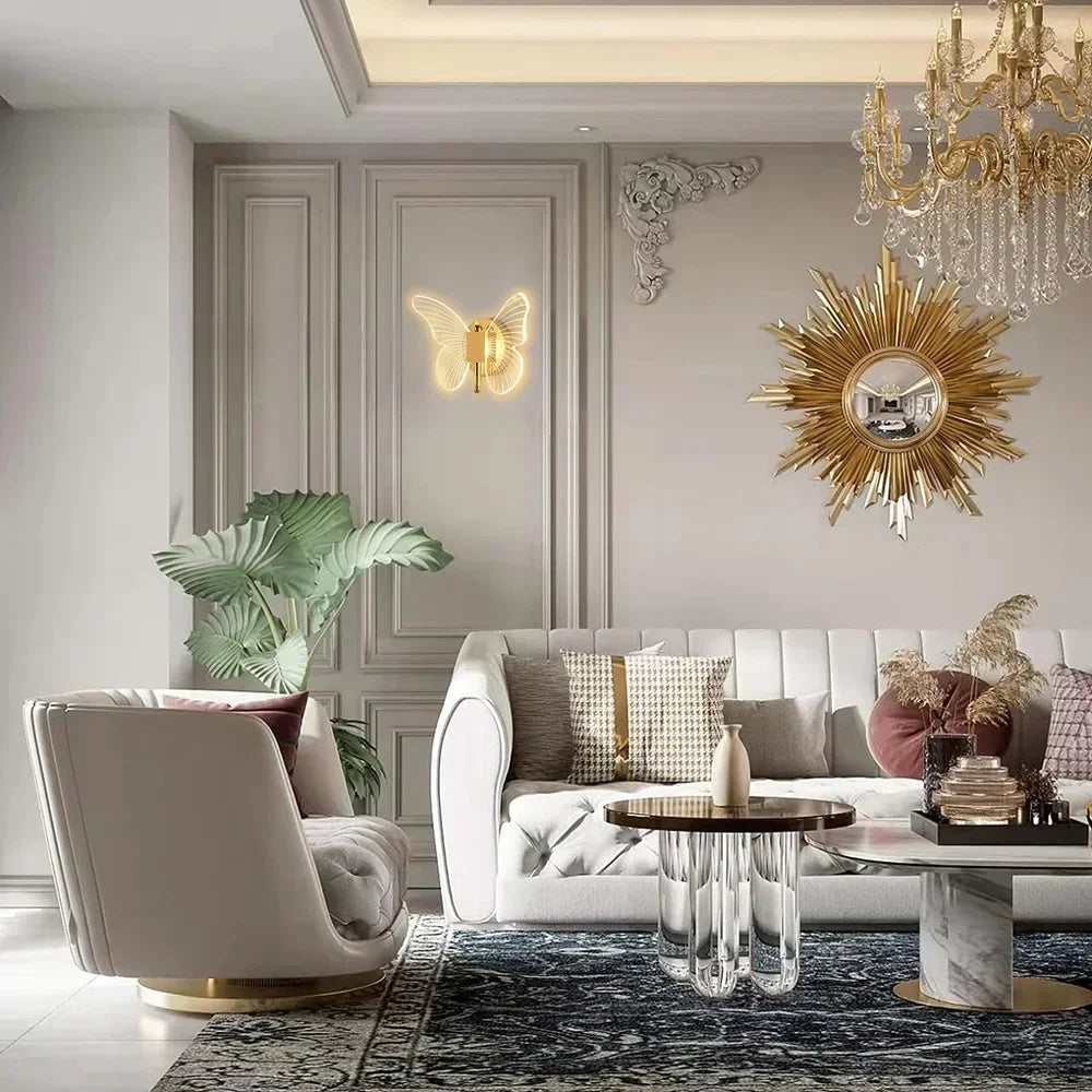 Modern Acrylic Butterfly LED Wall Lamp with Tricolor Adjustable Light