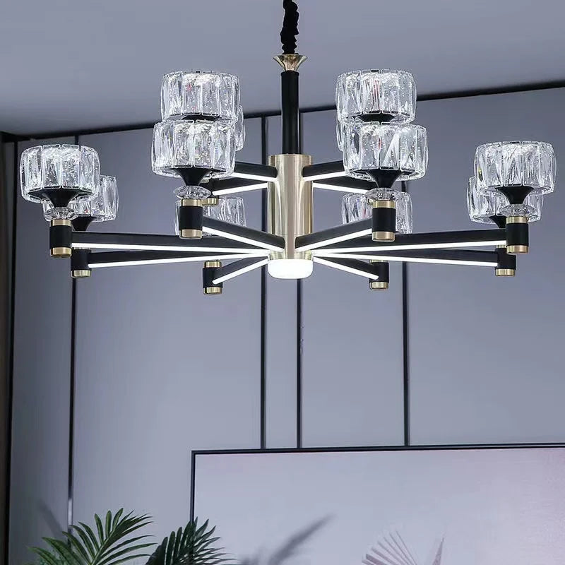 Nordic Light Luxury Living Room LED Crystal Chandelier