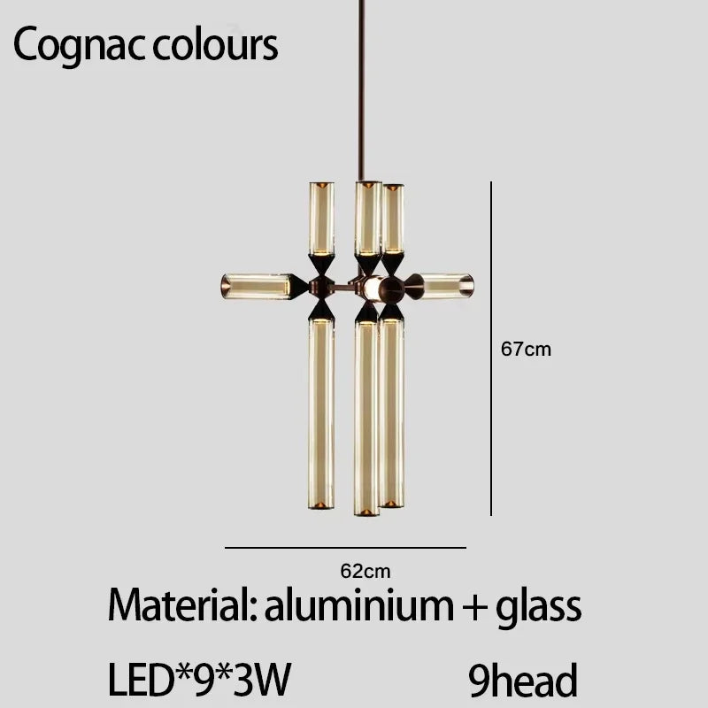 Designer Glass Tube Chandelier Modern Living Room LED Pendant Lamp