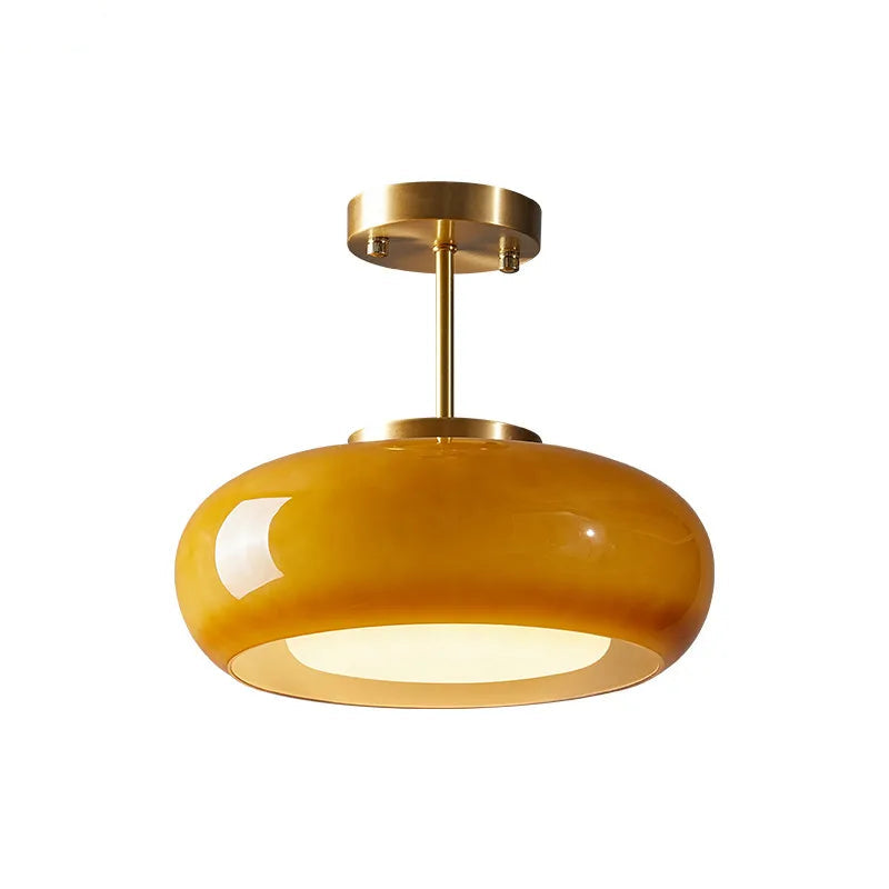 IWHD Yellow Glass LED Pendant Light 40W Modern Ceiling