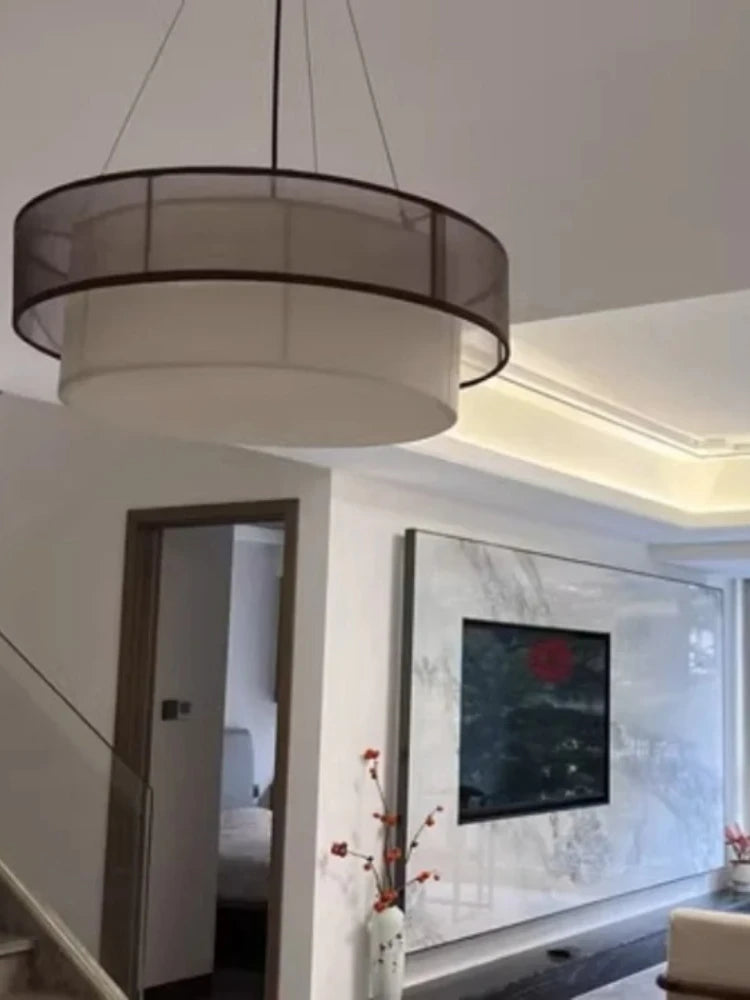 YANKE Silk Chinese Pendant Light – Modern Adjustable Color Fixture