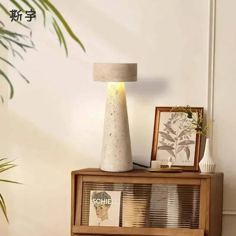 Wabi-Sabi Stone Table Lamp Modern Bedroom Living Room Light