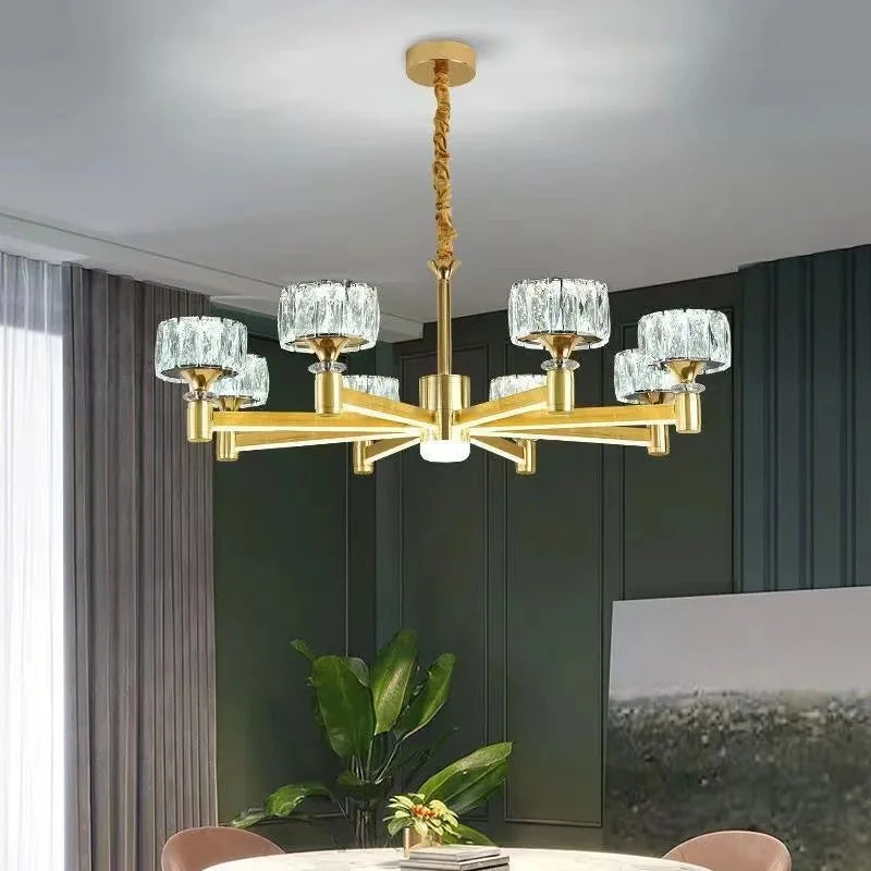 Nordic Light Luxury Living Room LED Crystal Chandelier