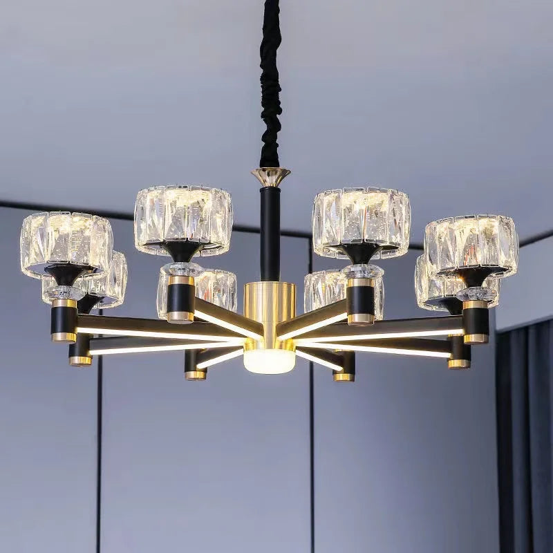 Nordic Light Luxury Living Room LED Crystal Chandelier