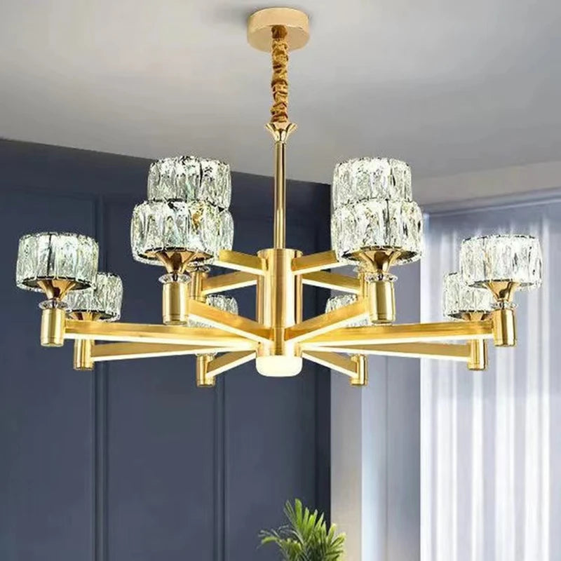 Nordic Light Luxury Living Room LED Crystal Chandelier