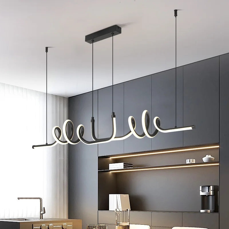 Modern Black LED Pendant Light Chandelier for Dining Rooms
