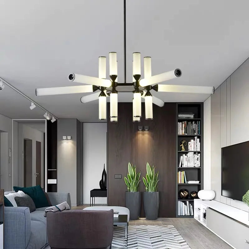 Designer Glass Tube Chandelier Modern Living Room LED Pendant Lamp