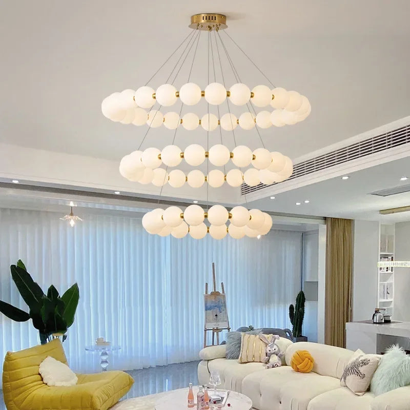 Nordic Ring Polished Chrome LED Chandelier Light Fixture