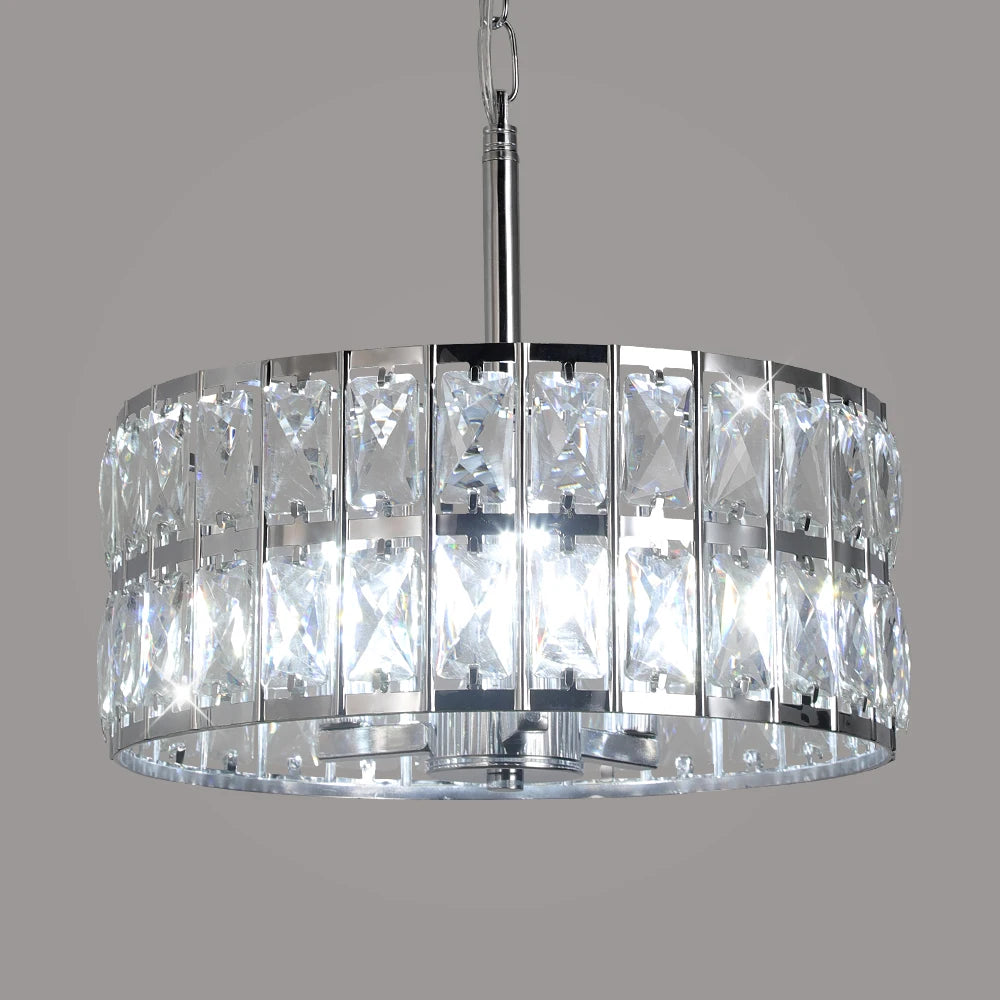 Silver Chrome Modern K9 Crystal Pendant Chandelier