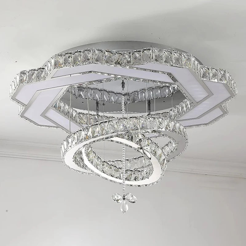 Silver Luxury Modern Crystal Ceiling Chandelier