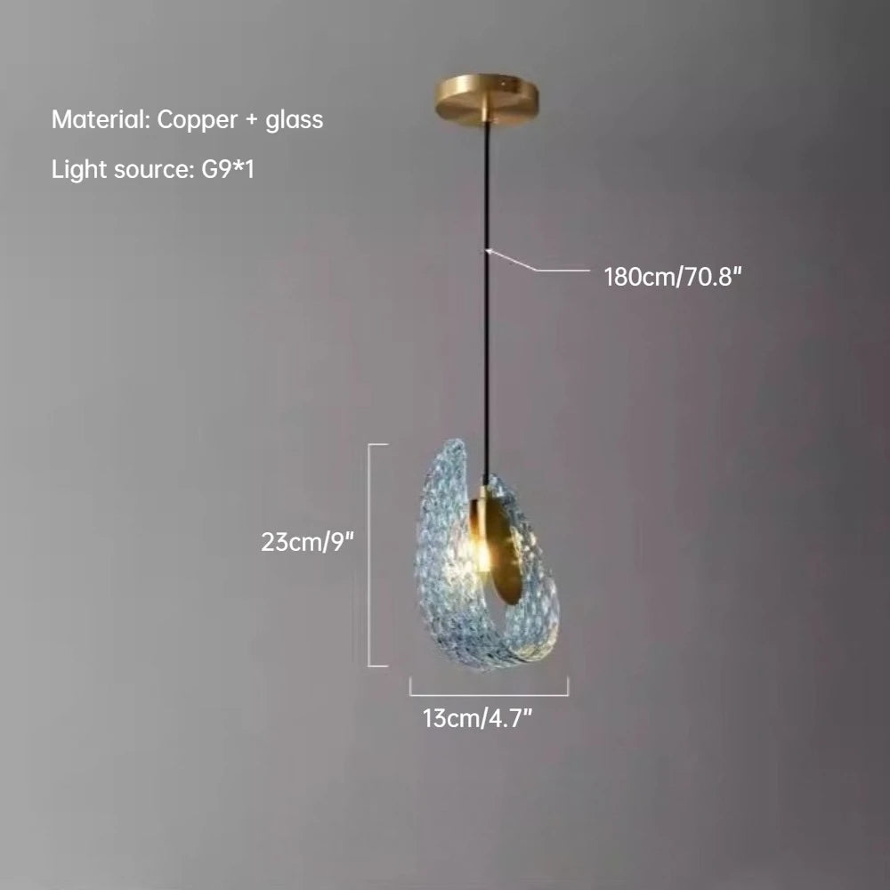 Single Blue Glass Pendant Lights For Bedroom