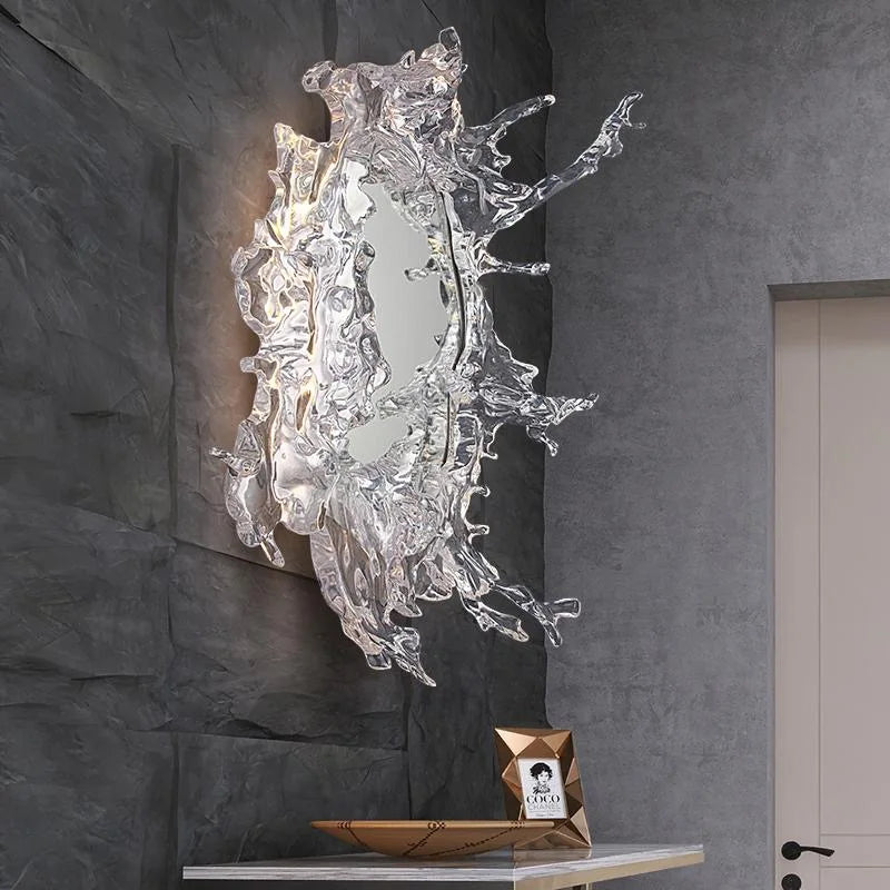 Splashing Water Effect Mirror With Wall Light