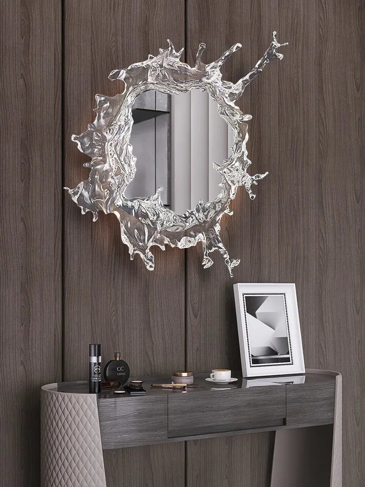 Splashing Water Effect Vanity Mirror With Wall Light