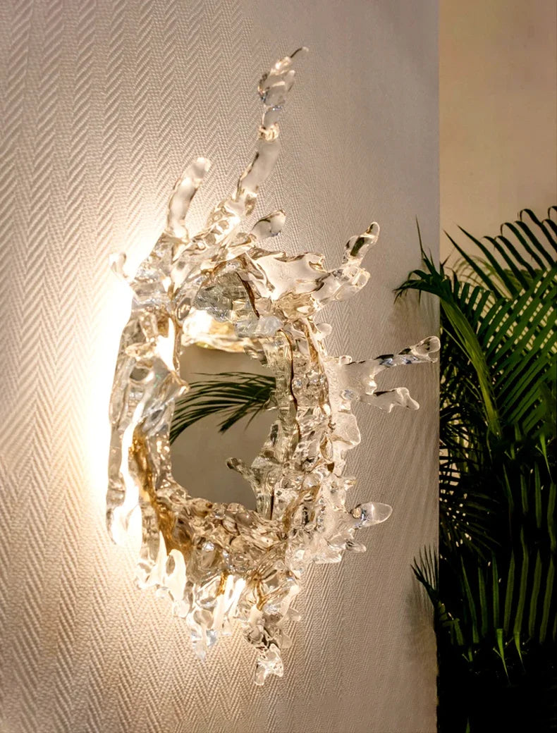 Splashing Water Effect Mirror With Wall Light
