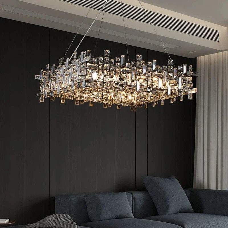 Square Crystal Chandelier Modern