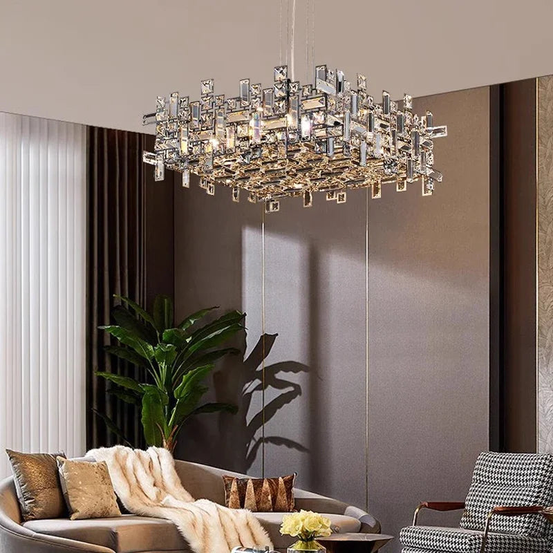 Square Modern Crystal Chandelier
