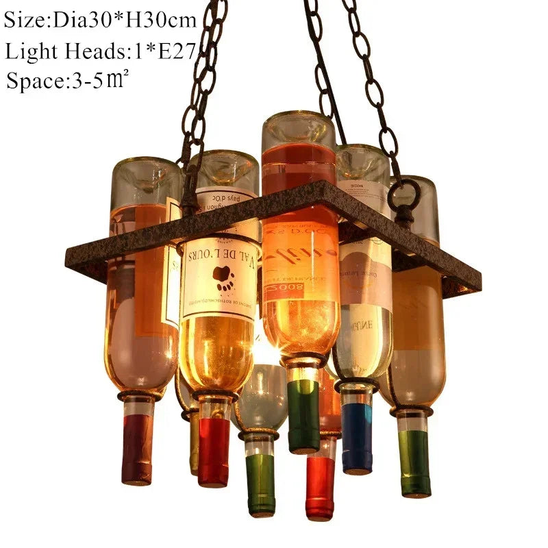 Square Wine Bottle Hanging Ceiling Light
