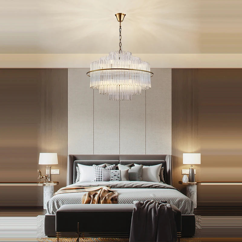 Stainless Steel Crystal Chandelier Bedroom