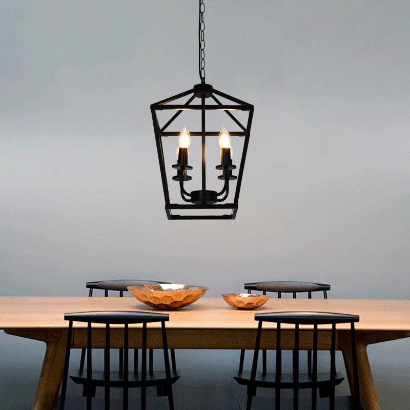Steel Birdcage Ceiling Lamp Dining Table