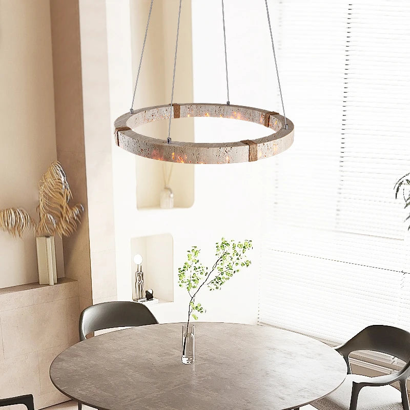 Stone Hanging Lamp Dining Table