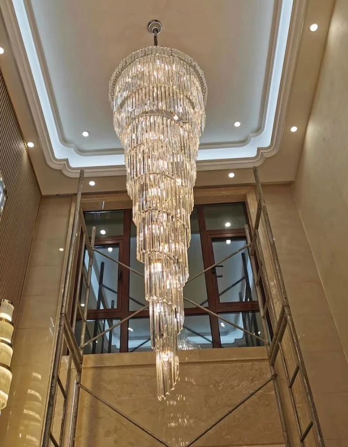 Tall Long Crystal Chandeliers