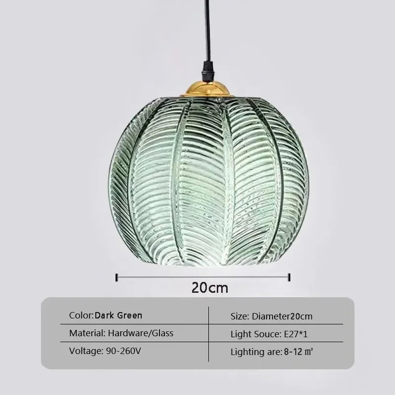 Textured Glass Pendant Light green 20 cm