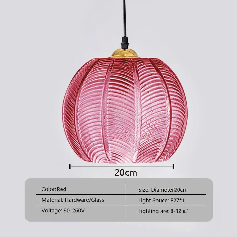 Textured Glass Pendant Light pink 20 cm