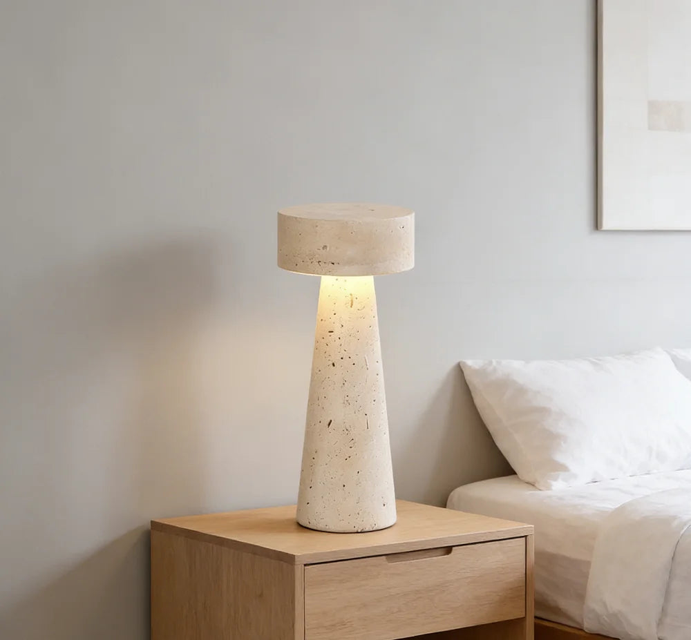 Travertine Bedside Table Lamps