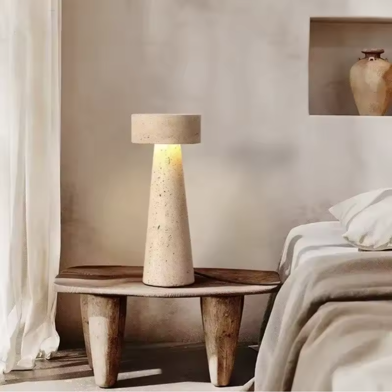 Travertine Stone Bedside Table Lamp